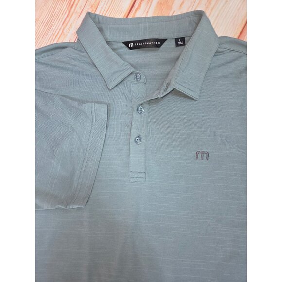 Travis Mathew Mens Polo Shirt Large Sage Green - Picture 4 of 7